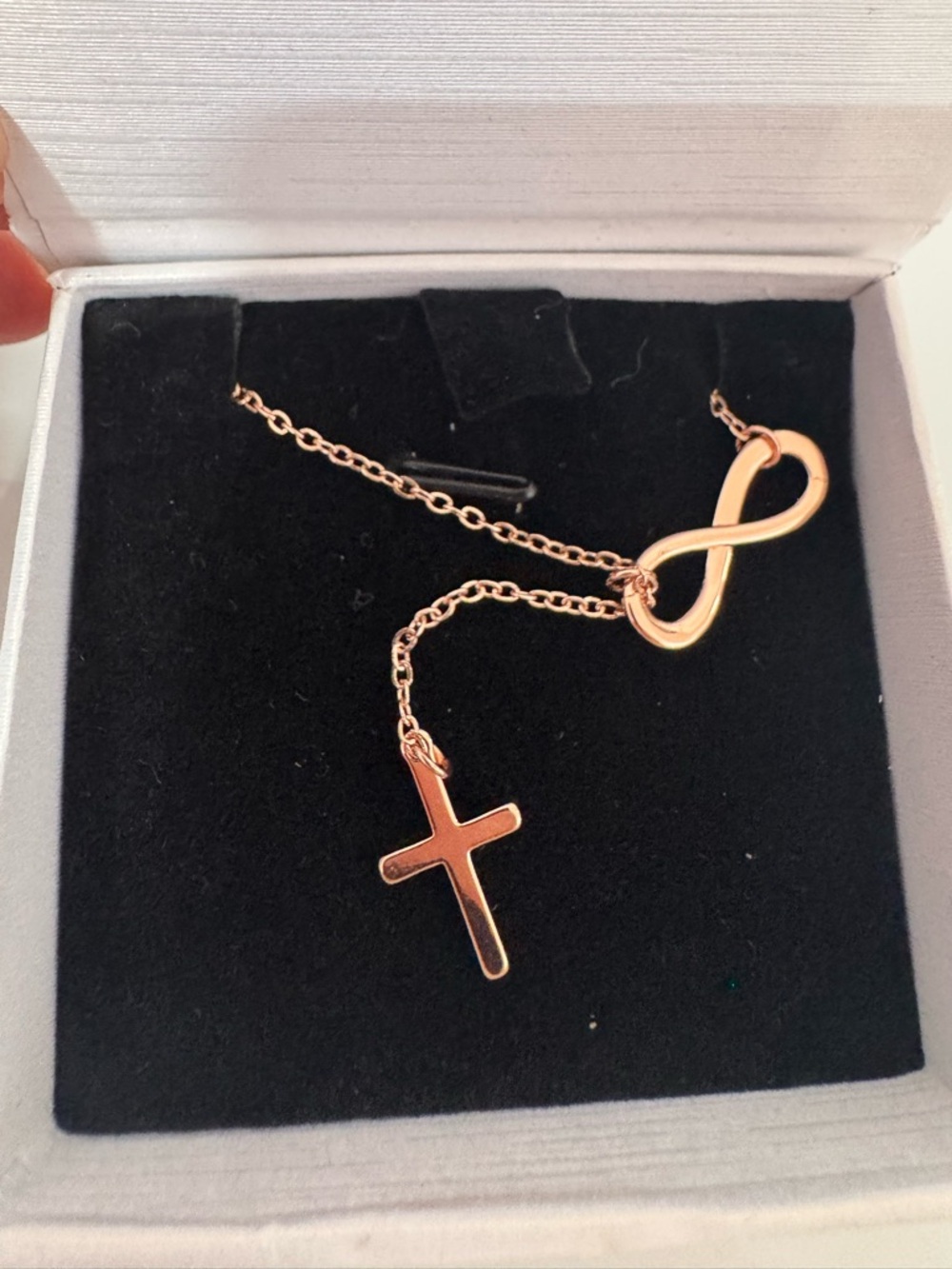Mint&Lily Infinity & Cross Pendant Necklace in Rose Gold